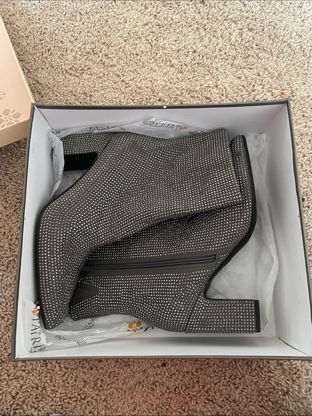 Patrizia by Spring Step grey badazzled boots